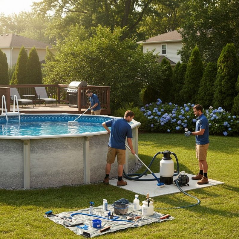 Local Above Ground Pool Cleaning pros at work